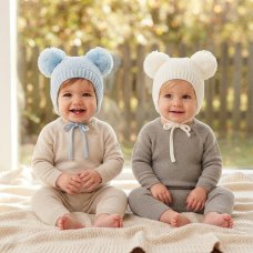 KIDS6196: Baby Double Pom Waffle Knit Hat (6-18 Months)